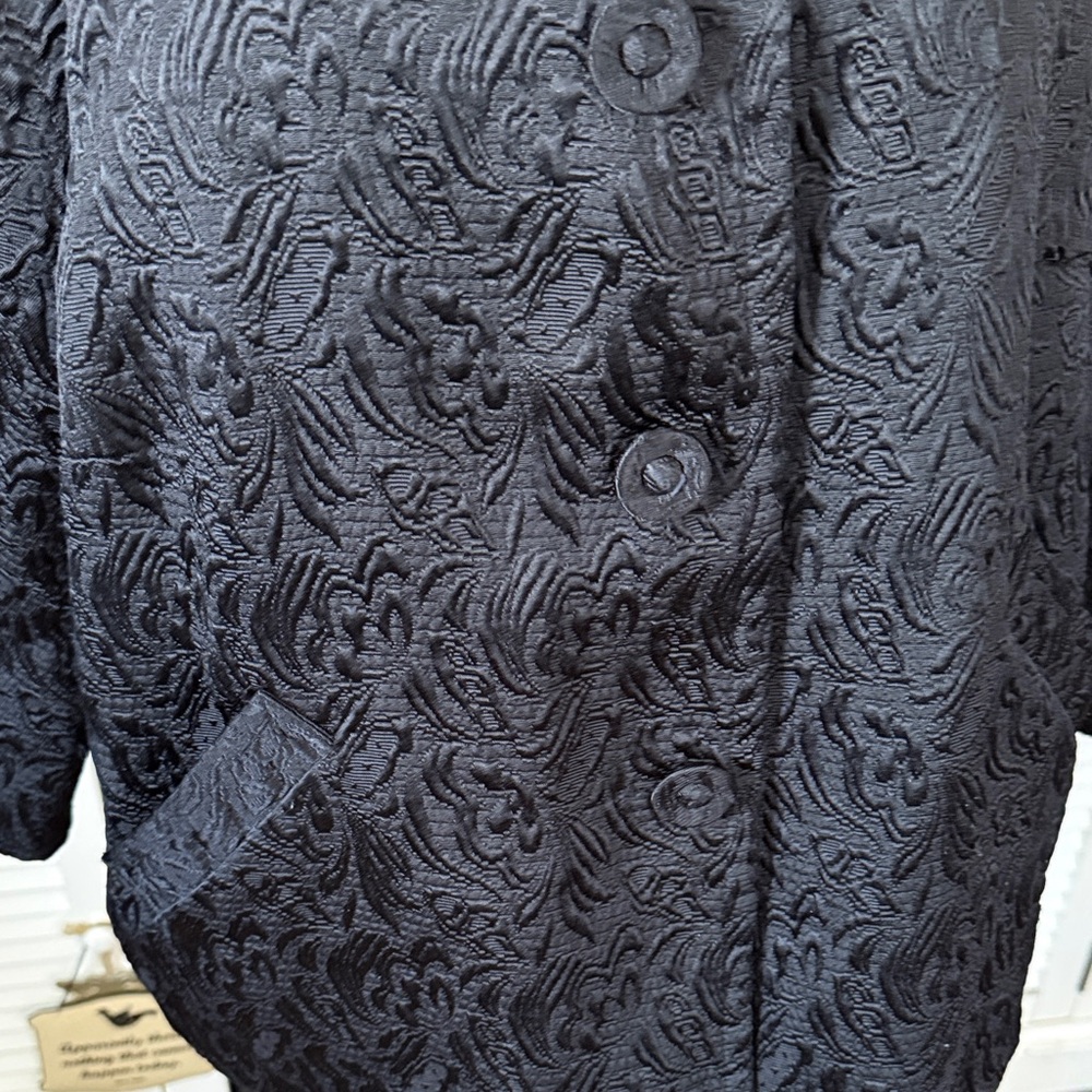 NY Collection Black Textured Cape Jacket - Picture 3 of 4